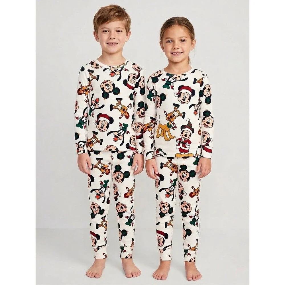 GAP Kids Disney Holiday Christmas Pajama Set Size 6 Organic Cotton Mickey Minnie